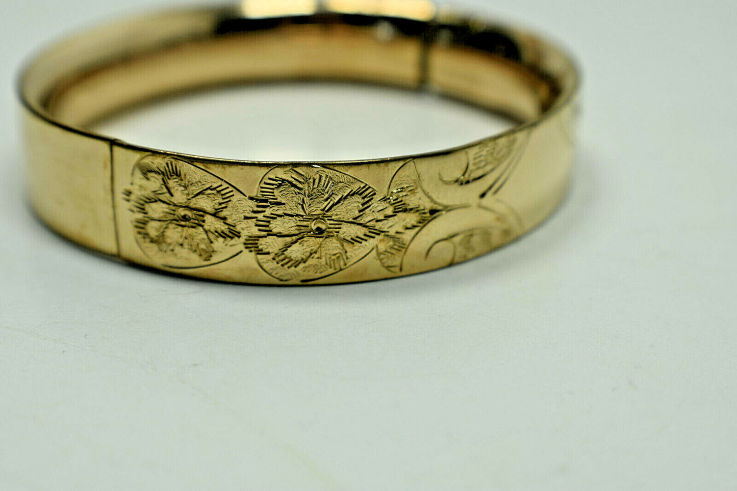 Heavy 13g 14K Gold Engraved Bangle Bracelet - Can be Monogrammed