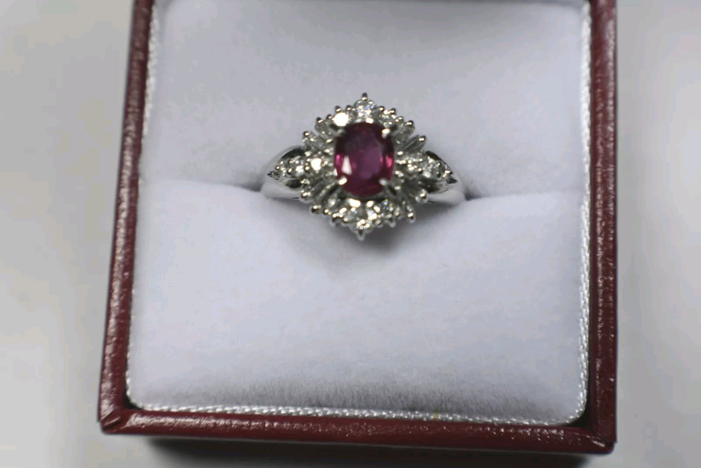 Emerald Cut Emerald & Diamond Engagement Ring / Statement Ring, WG 14K