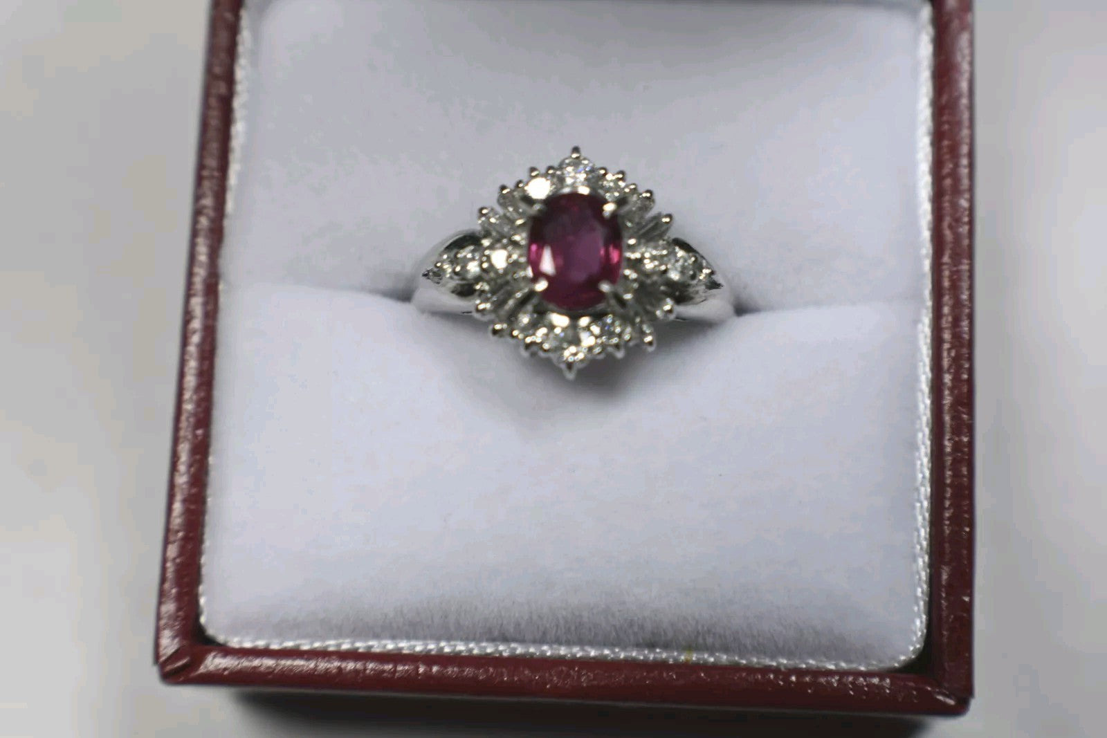 Emerald Cut Emerald & Diamond Engagement Ring / Statement Ring, WG 14K