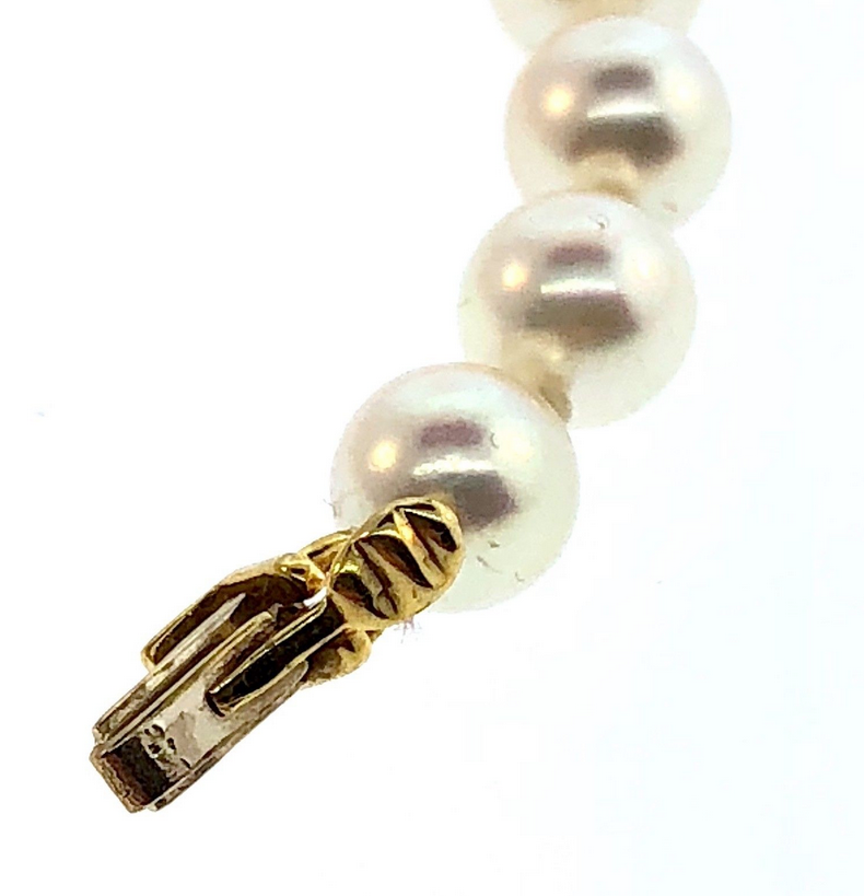 Tiffany & Co 18K Gold Akoya Pearl Signature X 18" Strand Necklace w/ Suede Case