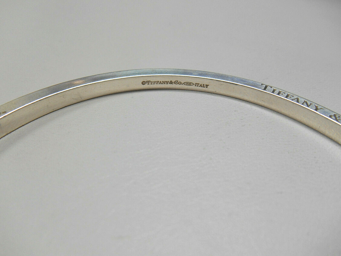 Tiffany & Co Italy Narrow Icon Bangle Bracelet Sterling Silver, Newly Polished!