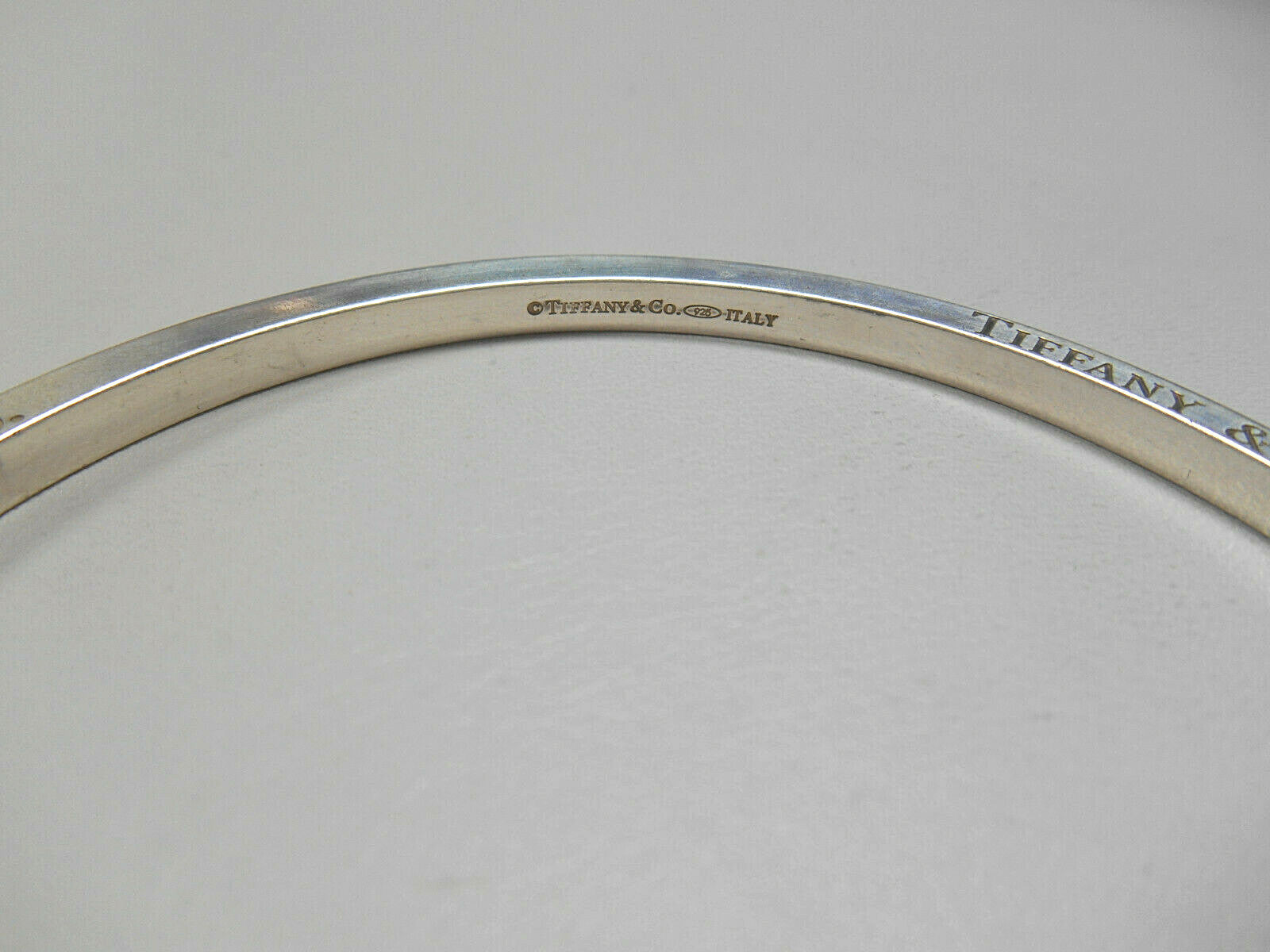 Tiffany & Co Italy Narrow Icon Bangle Bracelet Sterling Silver, Newly Polished!