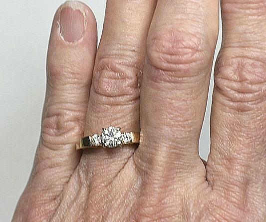 GIA $2500 .75ct D-E I2 Diamond 14K Gold Shane Co. Engagement Wedding Ring, Boxed