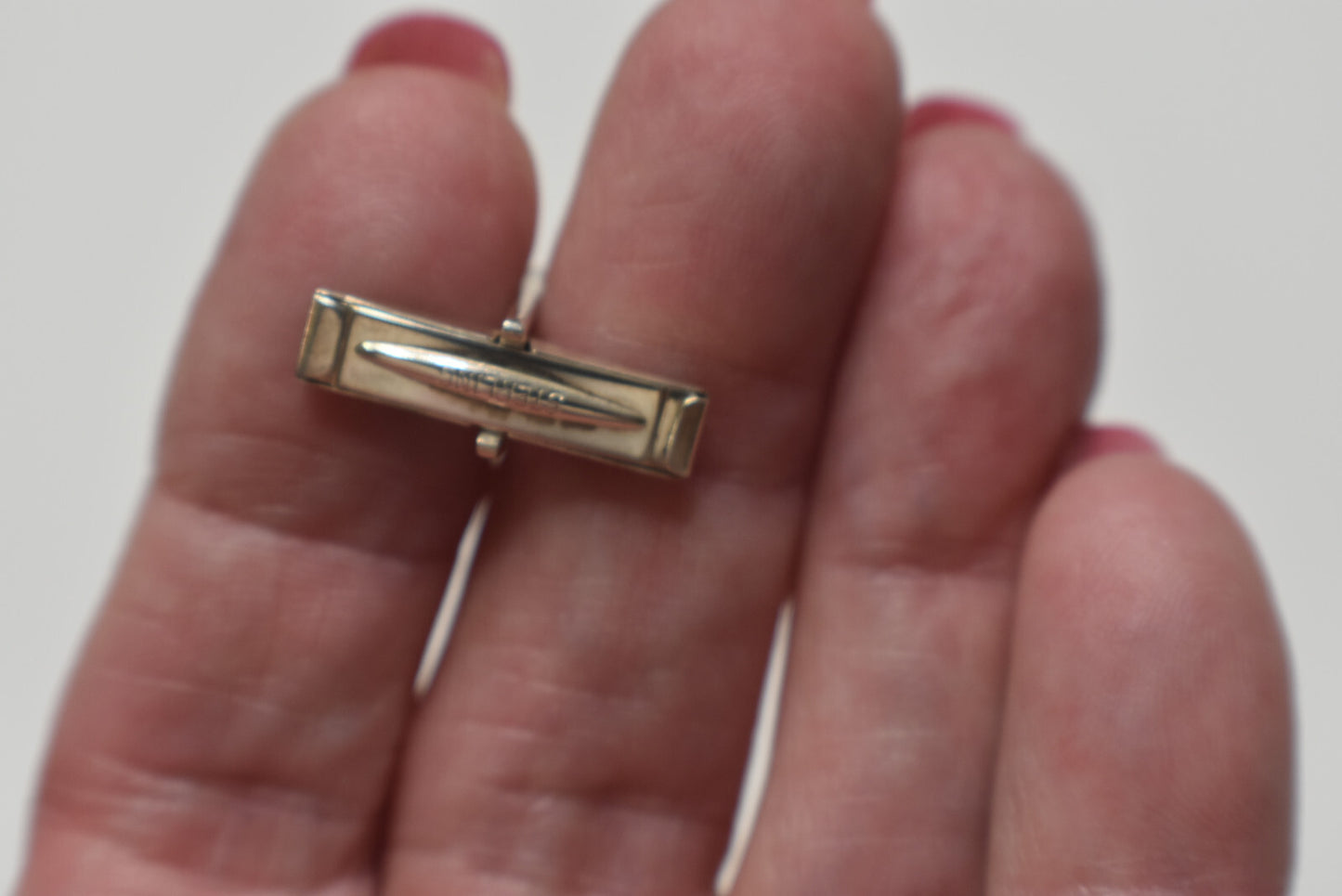 Tiffany & Co Silver & Gold Bar Cufflinks Cuff Links & Pouch