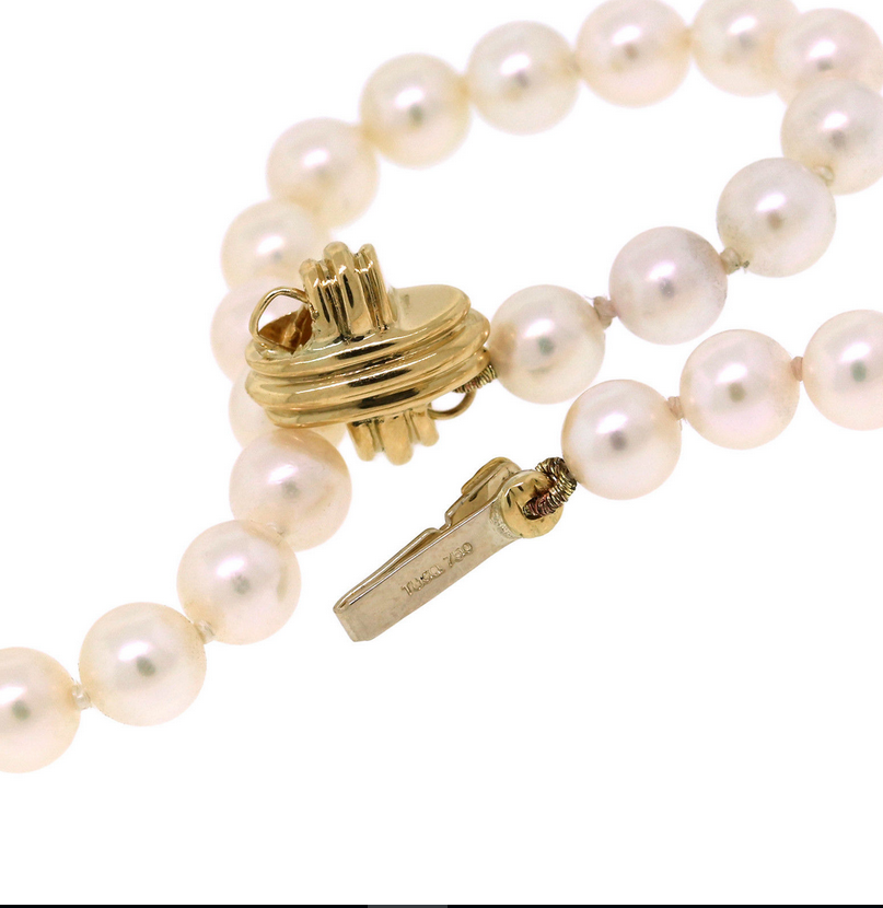 Tiffany & Co 18K Gold 5.5-6mm White Akoya Pearl Signature X 18" Necklace