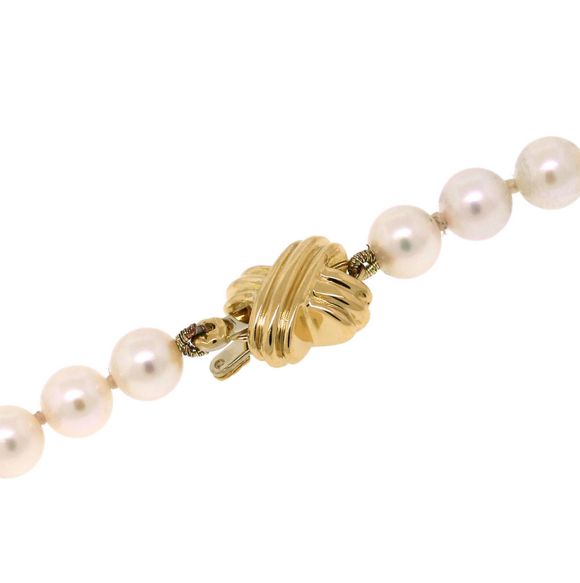 Tiffany & Co 18K Gold 5.5-6mm White Akoya Pearl Signature X 18" Necklace