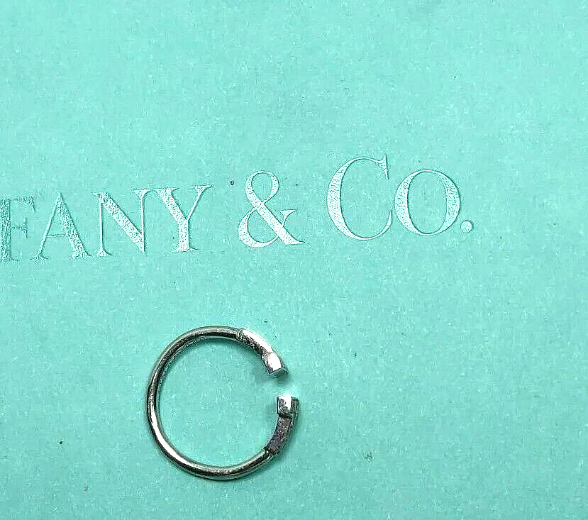 New Tiffany & Co Pave' Diamond T Wire  Ring  18K White Gold Size 5, Pouch & Box