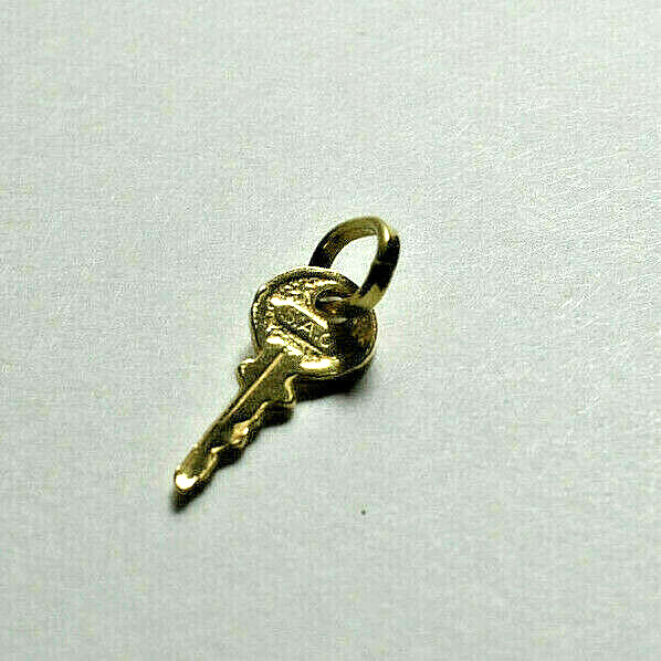Mini 14K Yellow Gold Key Charm Pendant & Bale 4 Necklace or Bracelet, Unisex