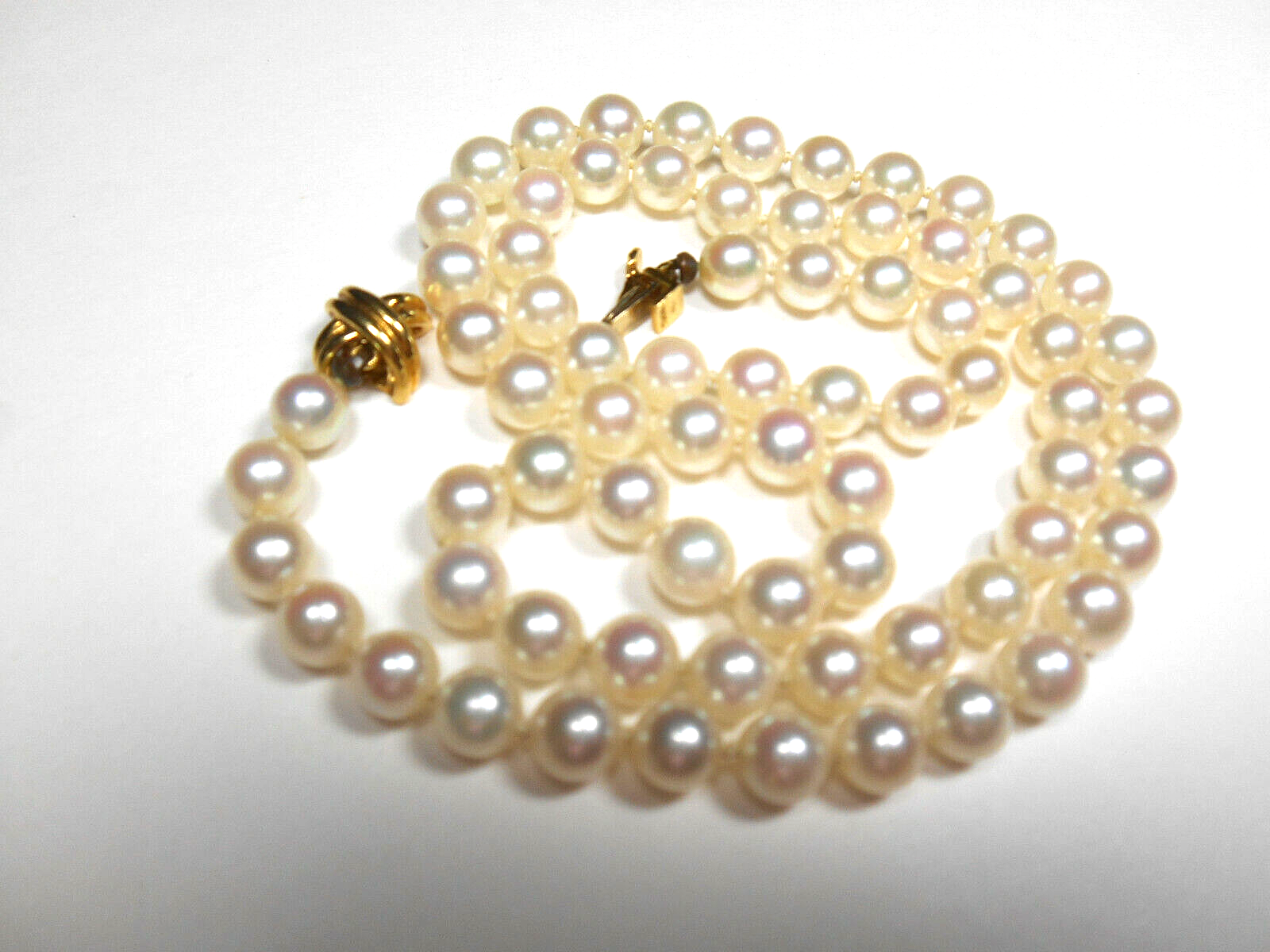 Tiffany & Co 18K Gold Akoya Pearl Signature X 18" Strand Necklace w/ Suede Case