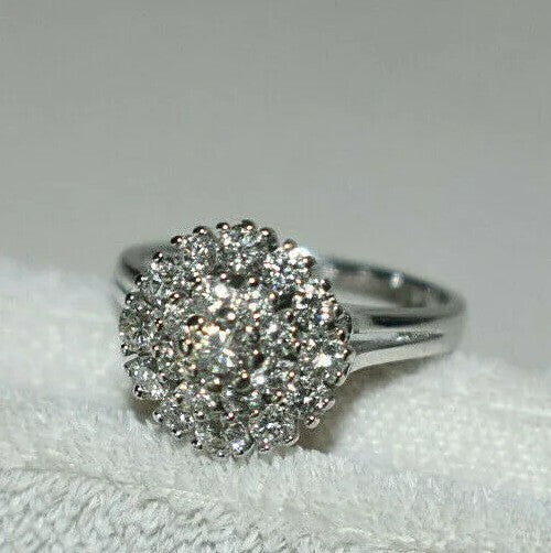 Elegant 1.31ct VS1/G Stunning Diamond Cluster Cocktail Ring 14K White Gold  Sz 8