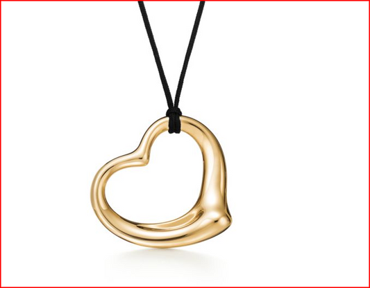 Tiffany & Co Elsa Peretti 18K Gold XL 36mm Open Heart Necklace Tiffany Box
