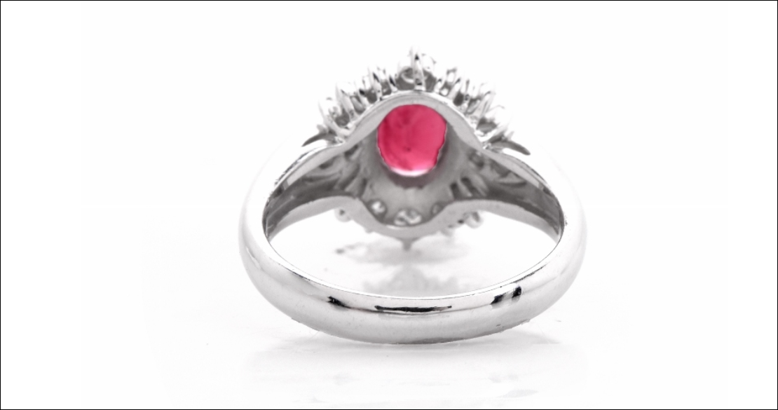 Platinum Ruby Cocktail Engagement Ring 1.30ct G-H Diamond Baguettes Sizable 5.5