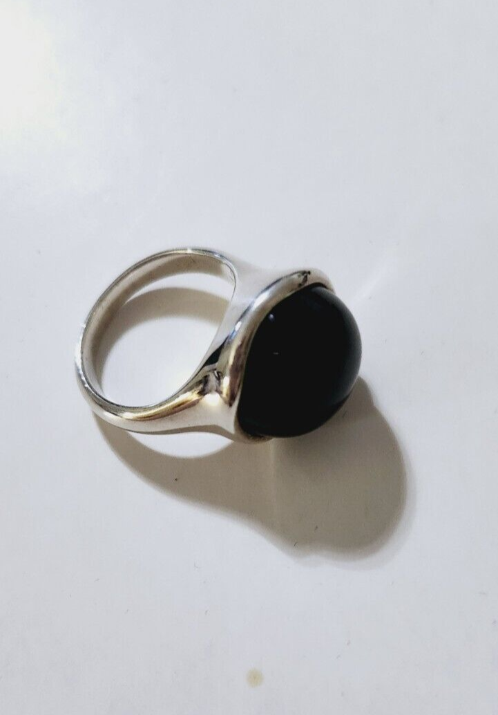 Tiffany & Co Elsa Peretti Large Domed  Black Jade 19mm Ring Sz 8,  Vintage