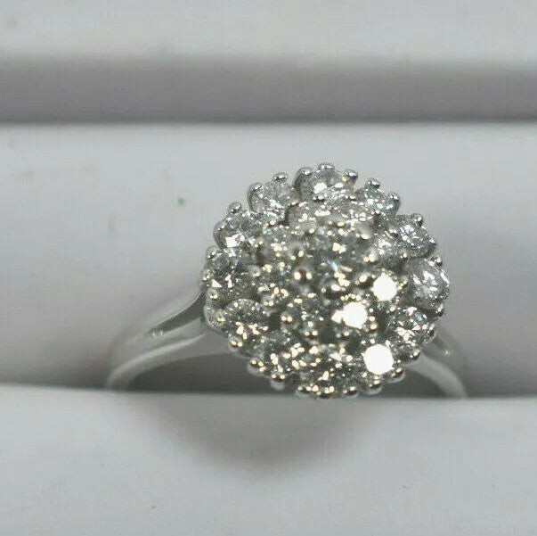 Elegant 1.31ct VS1/G Stunning Diamond Cluster Cocktail Ring 14K White Gold  Sz 8