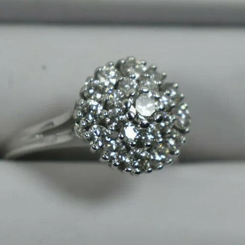 Elegant 1.31ct VS1/G Stunning Diamond Cluster Cocktail Ring 14K White Gold  Sz 8