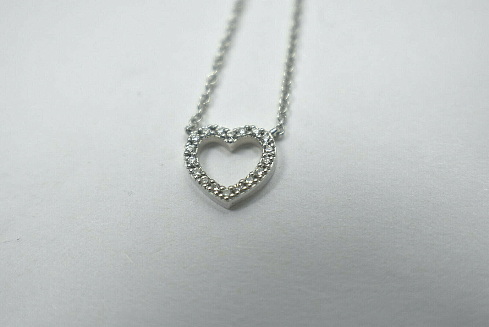 Tiffany & Co Metro 18K Gold Mini Heart Diamond Pendant 16" with Pouch