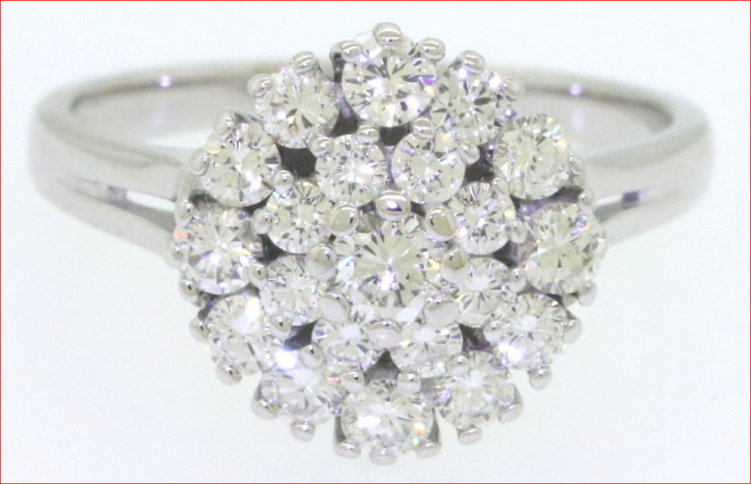 Elegant 1.31ct VS1/G Stunning Diamond Cluster Cocktail Ring 14K White Gold  Sz 8