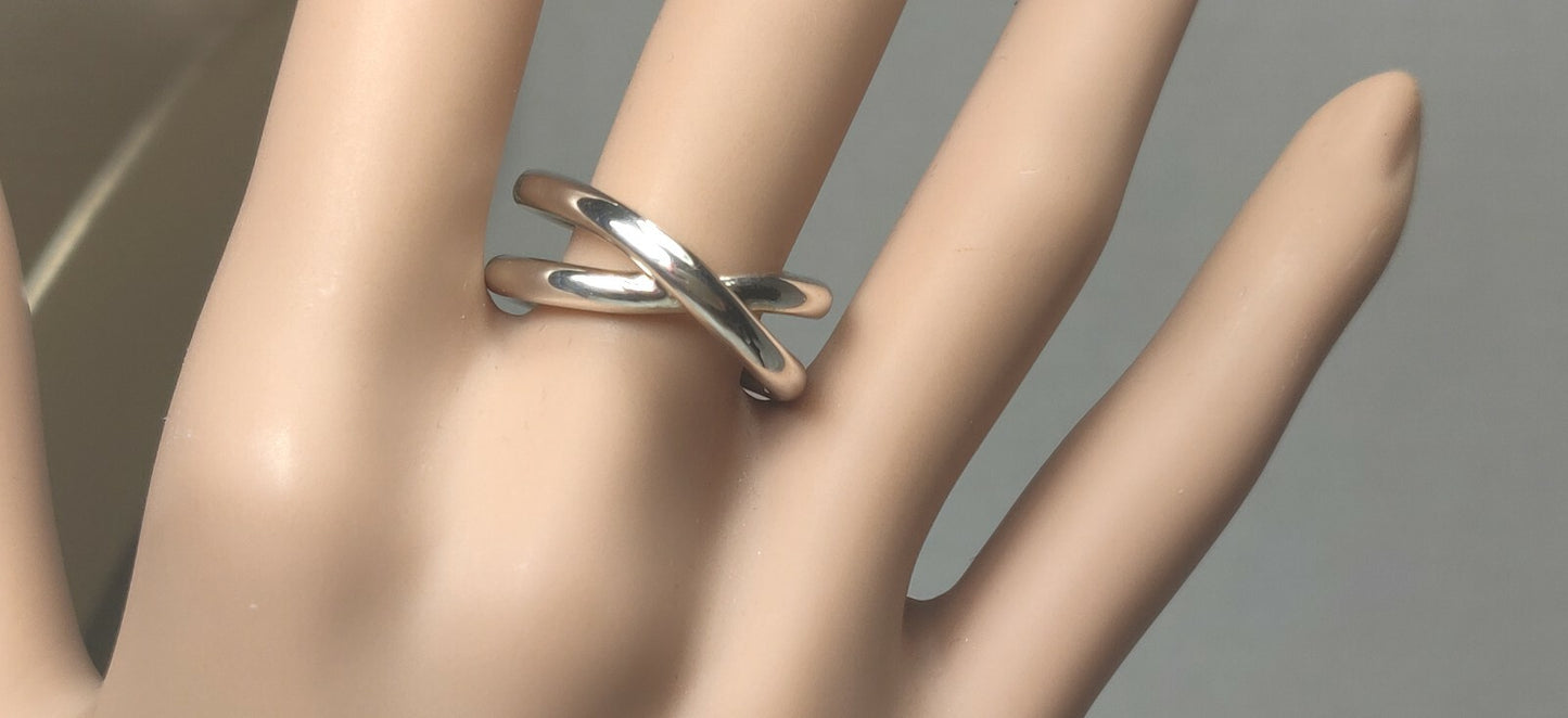 Tiffany & Co Cross Over X Double Band Size 6.5 Ring Sterling Silver .925