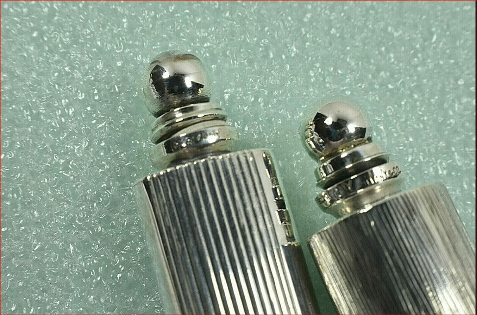 Tiffany & Co Grooved Round Mini Perfume Bottle Handbag Size Sterling Silver Rare