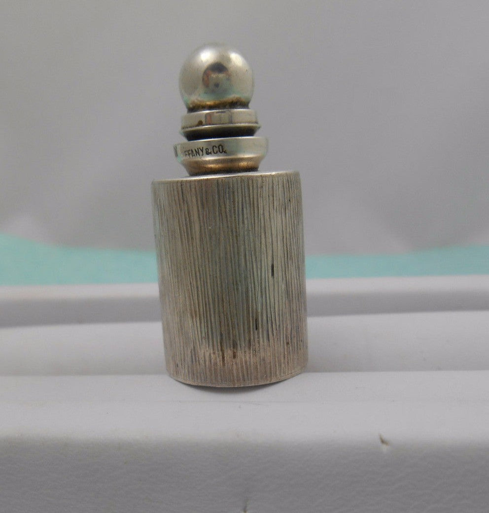 Tiffany & Co Grooved Round Mini Perfume Bottle Handbag Size Sterling Silver Rare