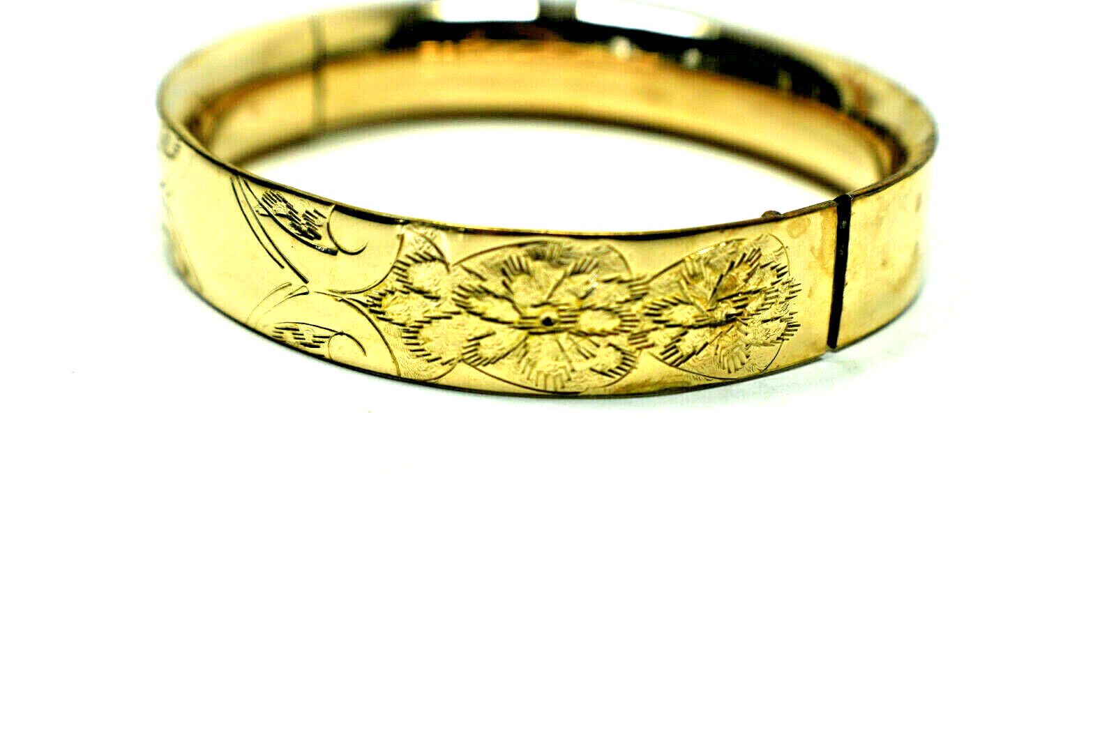 14K Gold Engraved Bangle Bracelet Ornate Florentine - Can be Monogrammed 24g