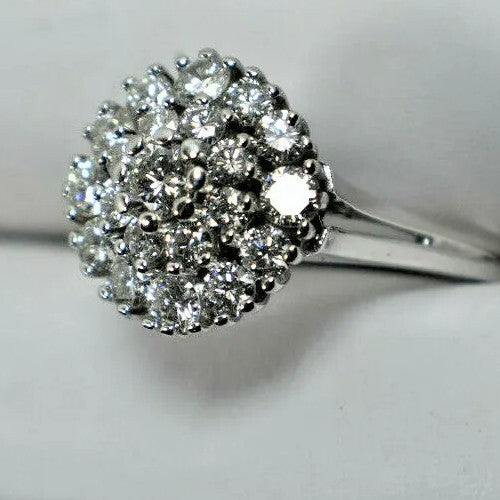 Elegant 1.31ct VS1/G Stunning Diamond Cluster Cocktail Ring 14K White Gold  Sz 8