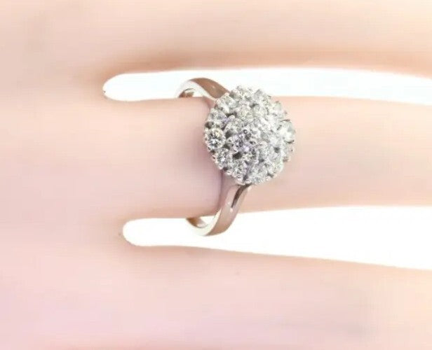 Elegant 1.31ct VS1/G Stunning Diamond Cluster Cocktail Ring 14K White Gold  Sz 8