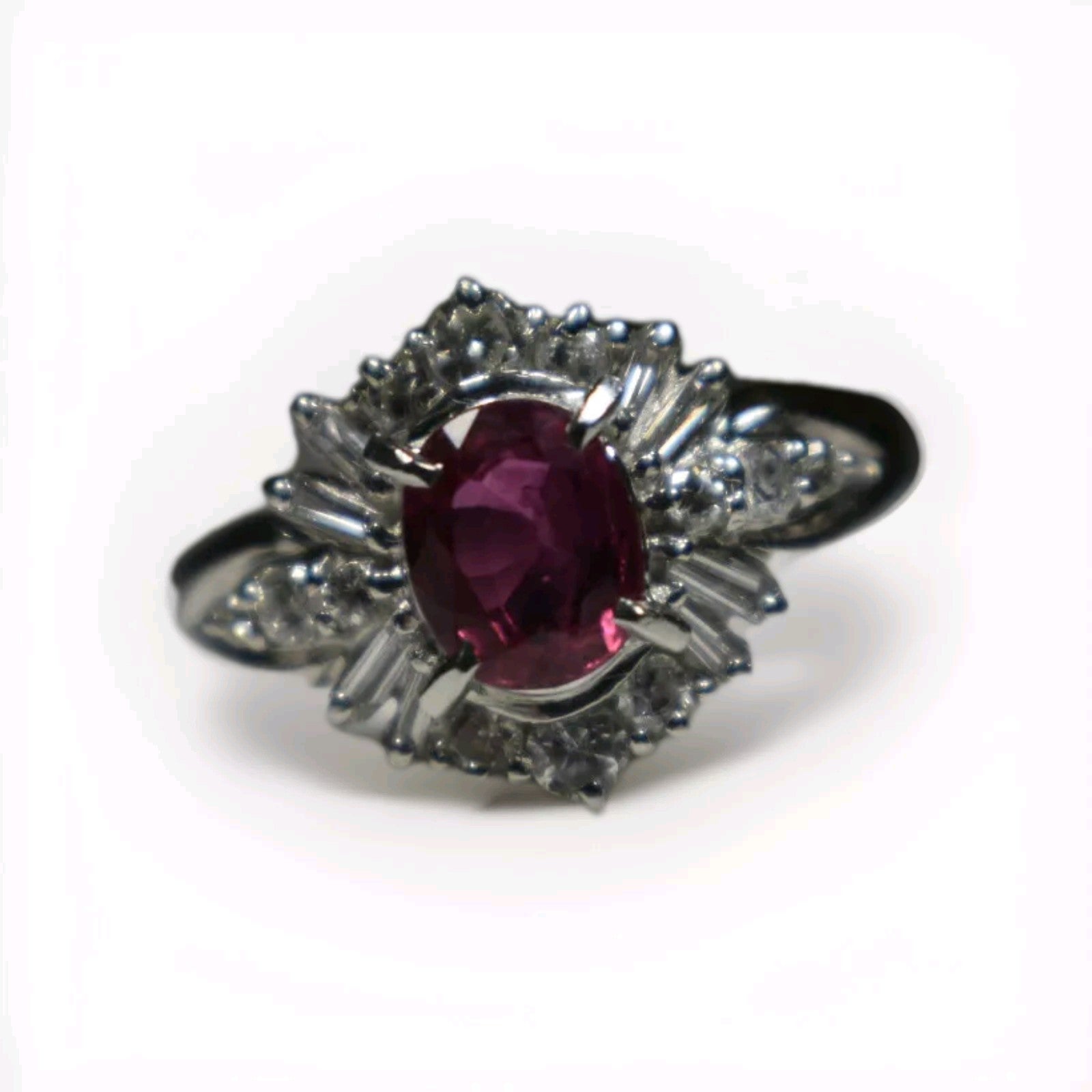 Stunning Ruby Ring 1.30ct G-H Diamond Engagement o Statement Ring 5.5 Size