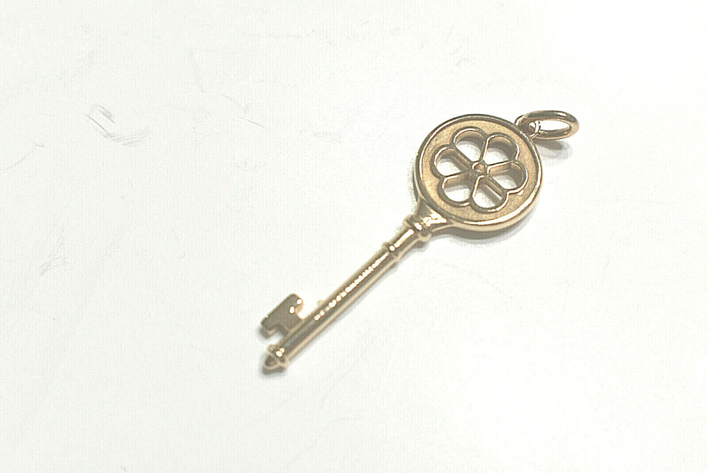 Tiffany & Co Diamond 18K Rose Gold Blossom Key Pendant 4 Necklace w/ Pouch