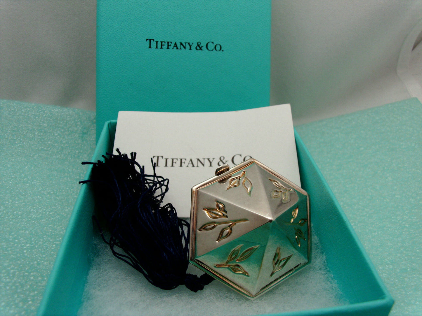Tiffany Co Bamboo Pill Box Case Gold Wash Oriental Japanese Sterling Silver Rare