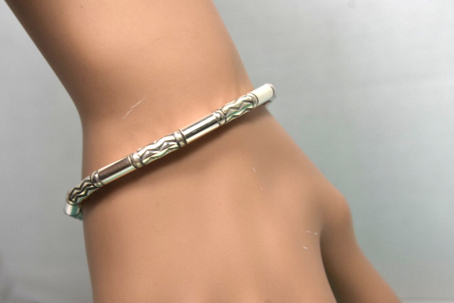 Tiffany & Co Zig Zag Aztec Bead Bracelet Sterling Silver 7.5"  Vintage Germany