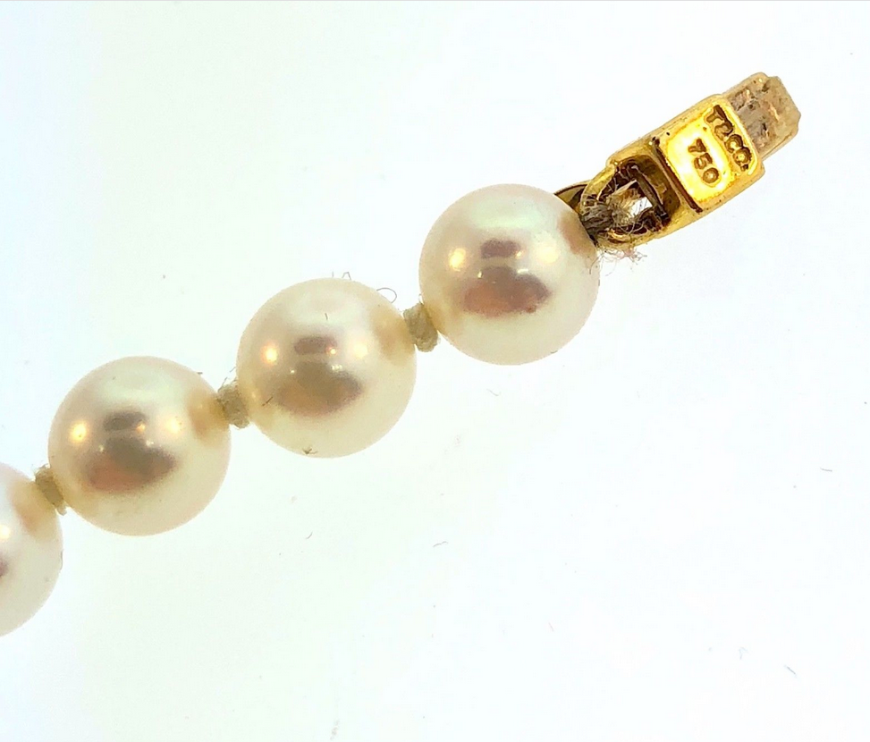 Tiffany & Co 18K Gold 5.5-6mm White Akoya Pearl Signature X 18" Necklace