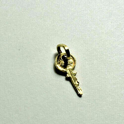 Mini 14K Yellow Gold Key Charm Pendant & Bale 4 Necklace or Bracelet, Unisex
