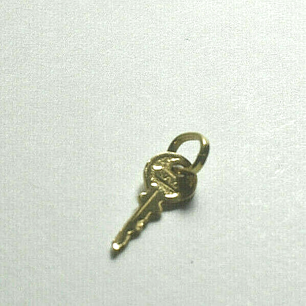 Mini 14K Yellow Gold Key Charm Pendant & Bale 4 Necklace or Bracelet, Unisex