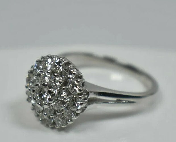 Elegant 1.31ct VS1/G Stunning Diamond Cluster Cocktail Ring 14K White Gold  Sz 8