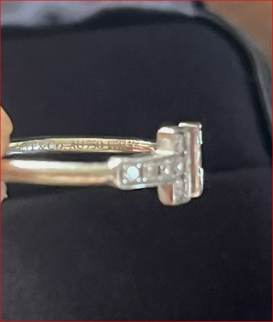 New Tiffany & Co Pave' Diamond T Wire  Ring  18K White Gold Size 5, Pouch & Box