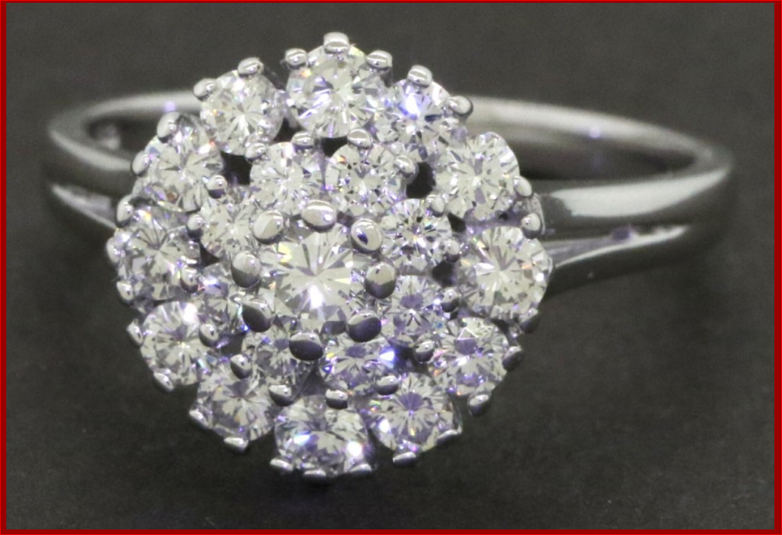 Elegant 1.31ct VS1/G Stunning Diamond Cluster Cocktail Ring 14K White Gold  Sz 8