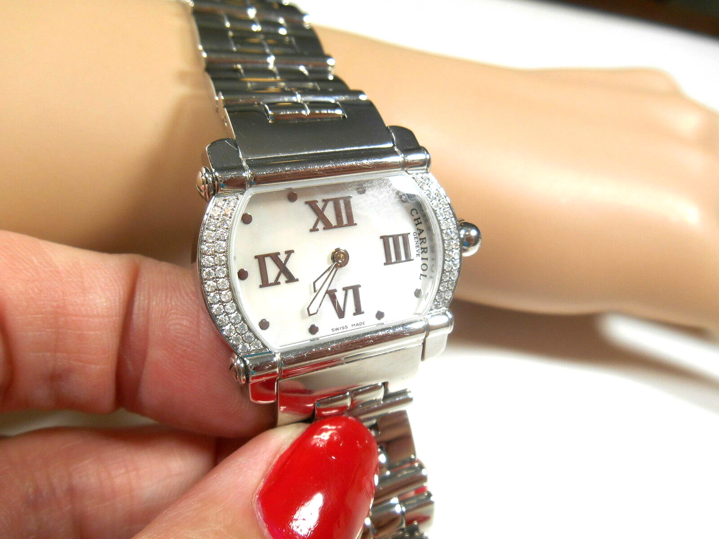 Ladies Phillipe Charriol Actor Diamond Watch Pearl Face Swiss Made, $7K RARE
