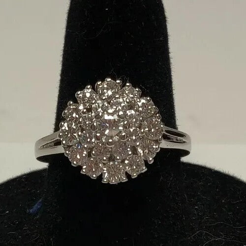 Elegant 1.31ct VS1/G Stunning Diamond Cluster Cocktail Ring 14K White Gold  Sz 8