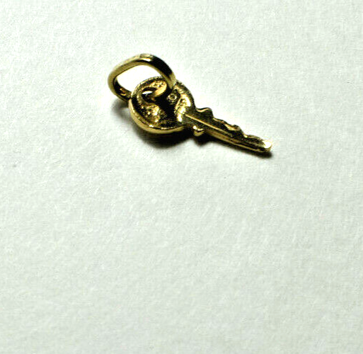 Mini 14K Yellow Gold Key Charm Pendant & Bale 4 Necklace or Bracelet, Unisex