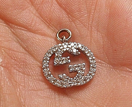 Gucci 18K White Gold Diamond Love Britt Double G Icon Pendant For Necklace