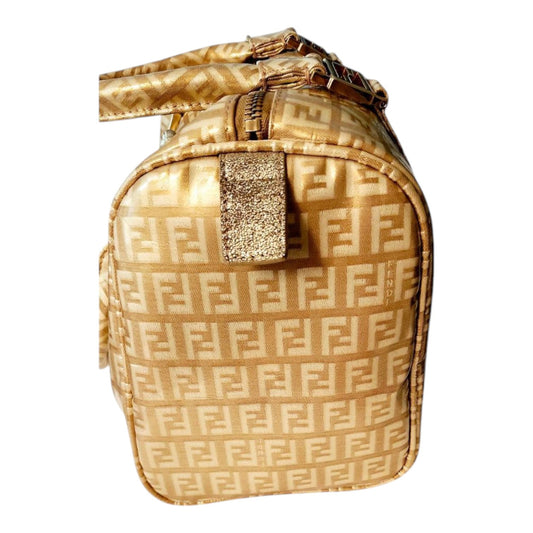 Fendi Gold Icon Logo Boston Bag with Dust Bag Perfect 4 Special Or Anytime Exlnt